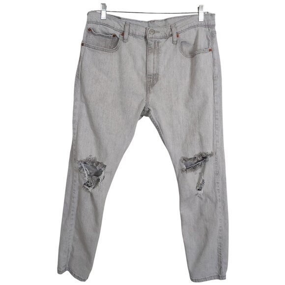Vintage Levis 512 light Gray Denim Jeans W36 L30 Distressed Ripped Knees - Picture 16 of 16